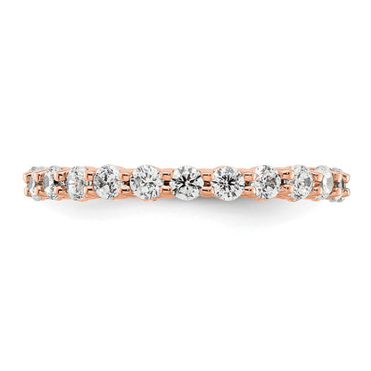 Solid Real 14k Rose Gold Polished shared Prong 1ct CZ Eternity Wedding Band Ring