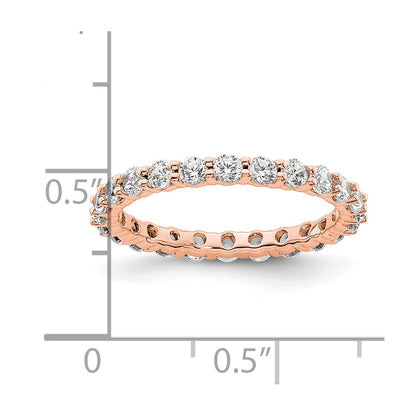 Solid Real 14k Rose Gold Polished shared Prong 1ct CZ Eternity Wedding Band Ring