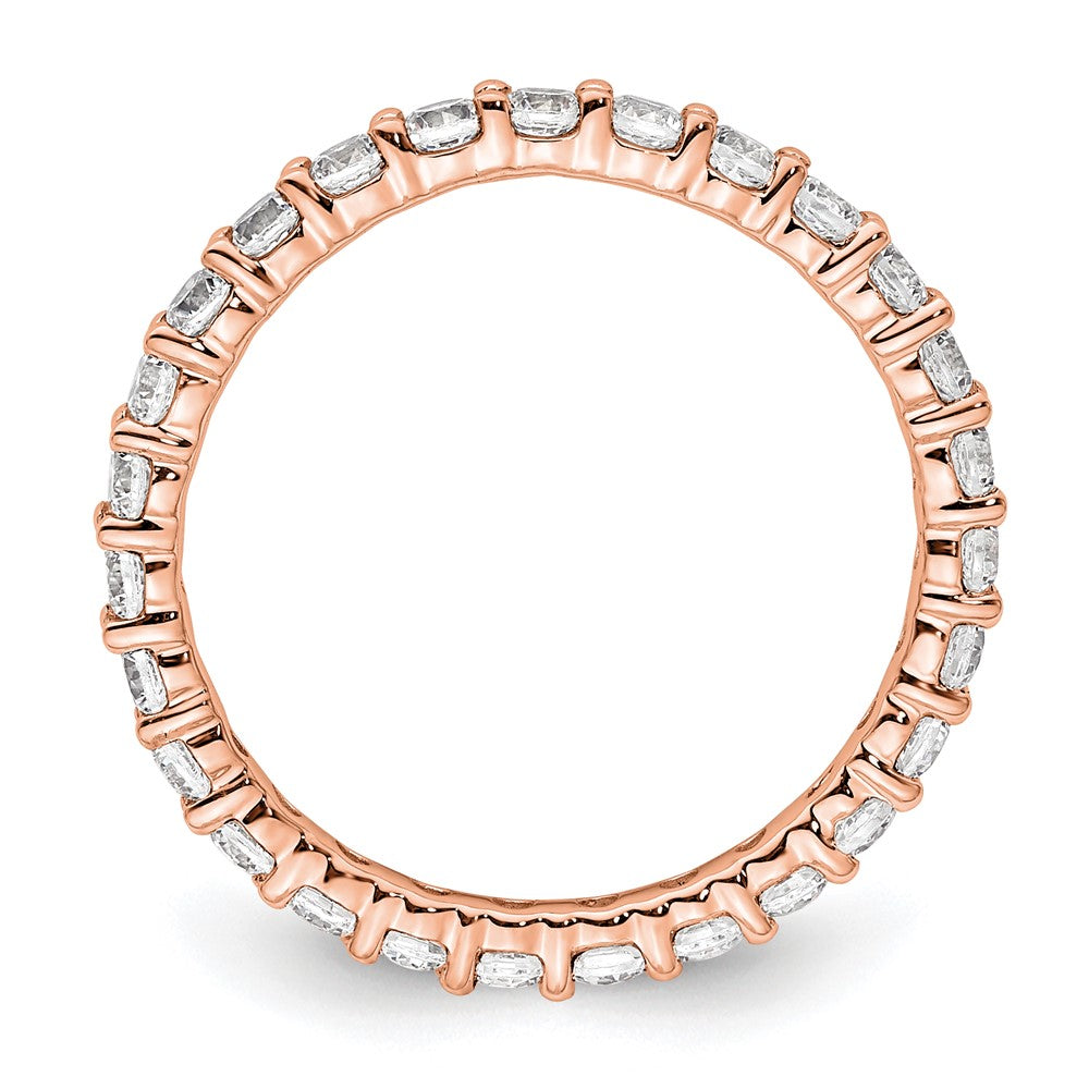 Solid Real 14k Rose Gold Polished shared Prong 1ct CZ Eternity Wedding Band Ring