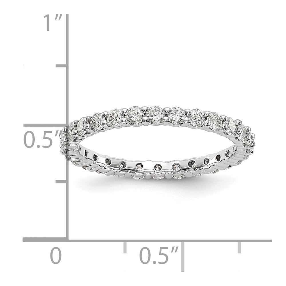 Solid Real 14k White Gold Polished shared Prong 1ct CZ Eternity Wedding Band Ring