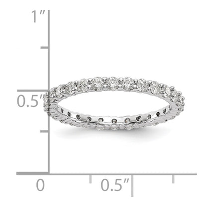 Solid Real 14k White Gold Polished shared Prong 1ct CZ Eternity Wedding Band Ring
