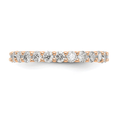 Solid Real 14k Rose Gold 1.5CT Shared Prong CZ Eternity Wedding Band Ring