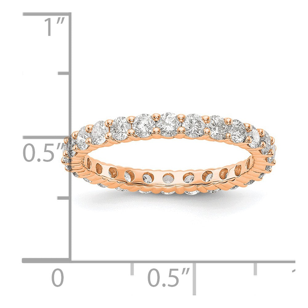 Solid Real 14k Rose Gold 1.5CT Shared Prong CZ Eternity Wedding Band Ring