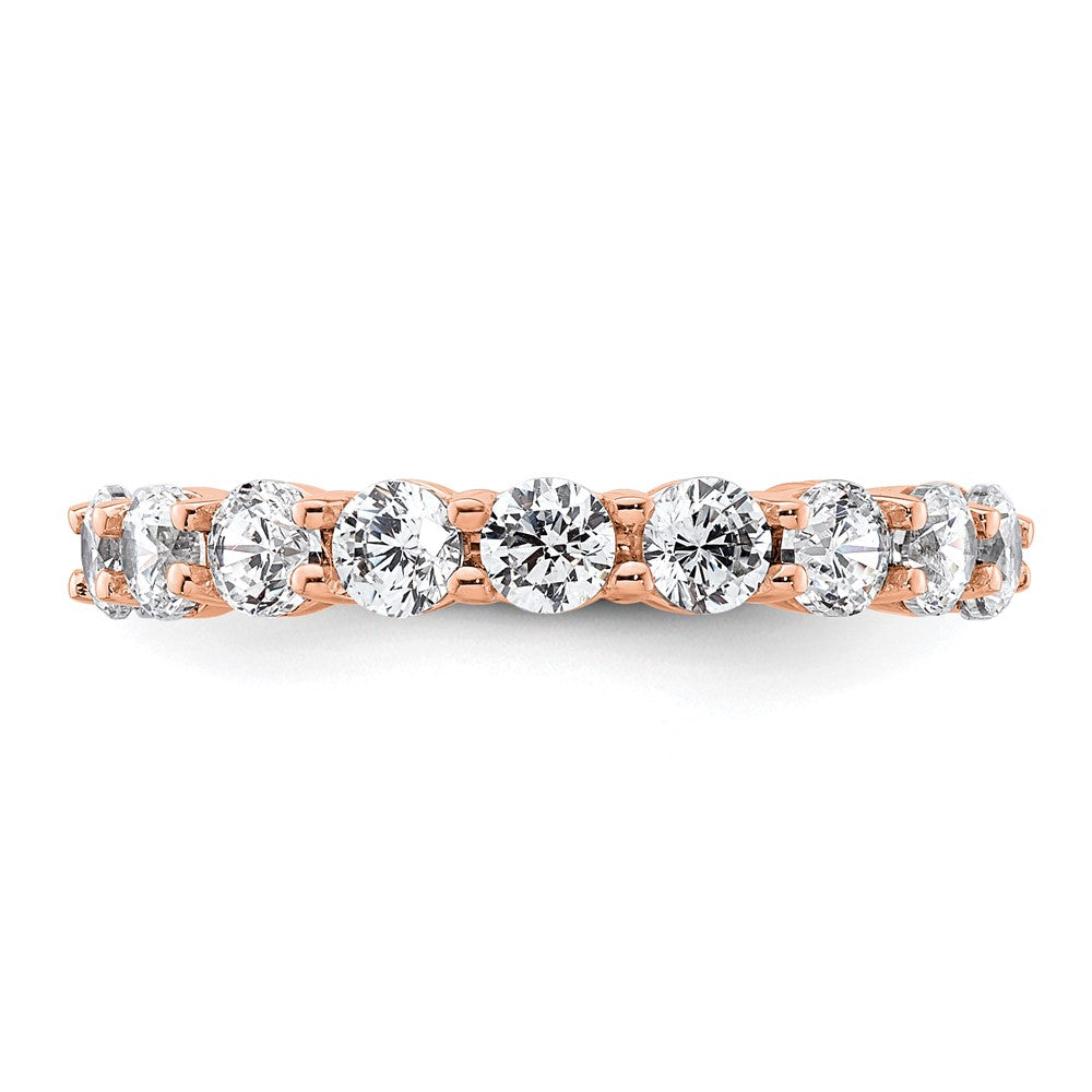 Solid Real 14k Rose Gold Polished Shared Prong 2ct CZ Eternity Wedding Band Ring