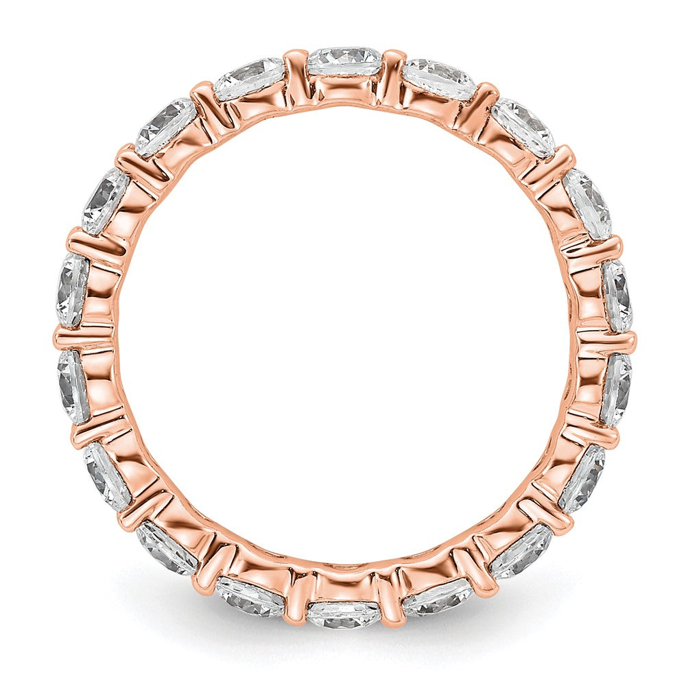 Solid Real 14k Rose Gold Polished Shared Prong 2ct CZ Eternity Wedding Band Ring