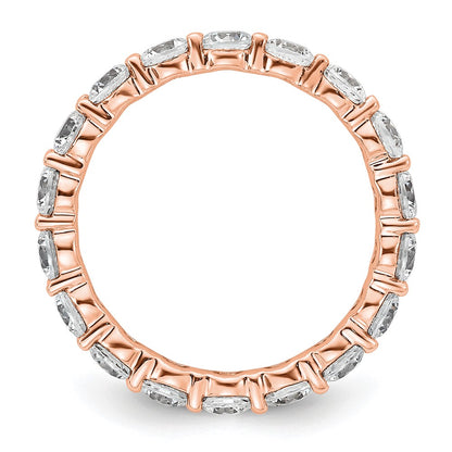 Solid Real 14k Rose Gold Polished Shared Prong 2ct CZ Eternity Wedding Band Ring