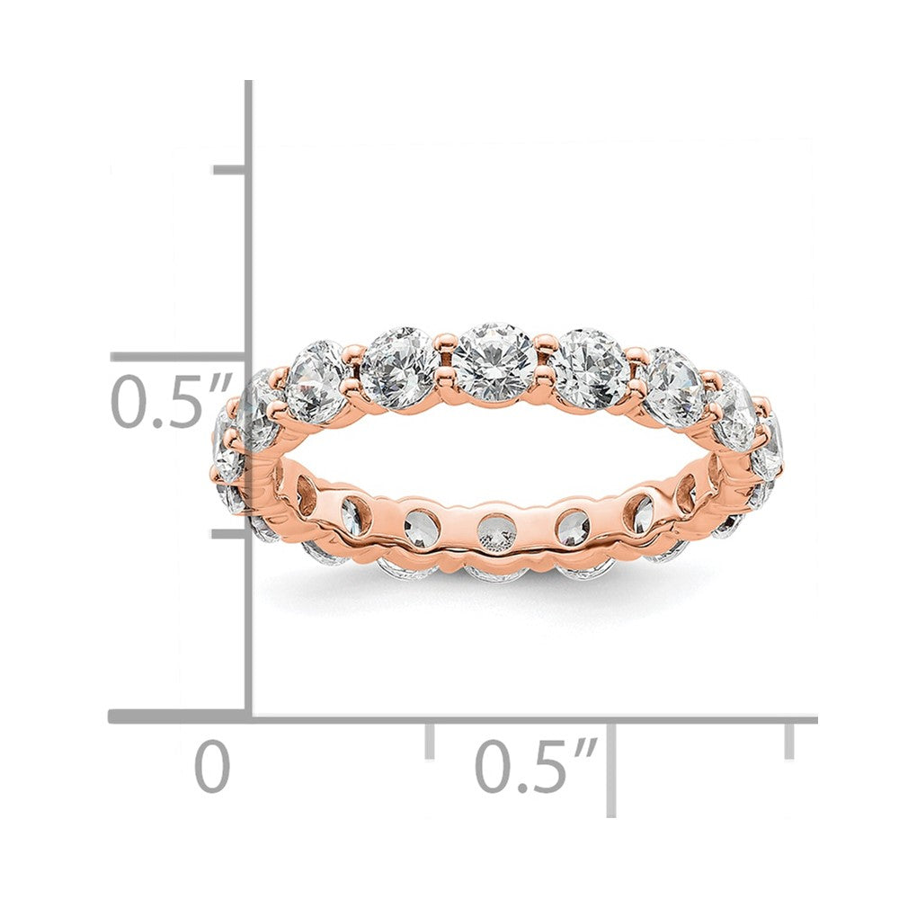 Solid Real 14k Rose Gold Polished Shared Prong 2ct CZ Eternity Wedding Band Ring