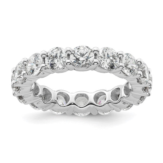 Solid Real 14k White Gold Polished Shared Prong 4ct CZ Eternity Wedding Band Ring