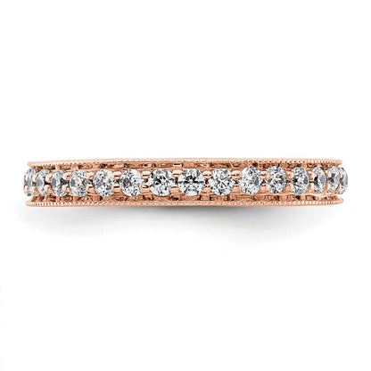 Solid Real 14k Rose Gold Polished Round 1/2 CT Vintage CZ Eternity Wedding Band Ring