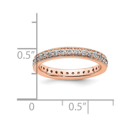 Solid Real 14k Rose Gold Polished Round 1/2 CT Vintage CZ Eternity Wedding Band Ring