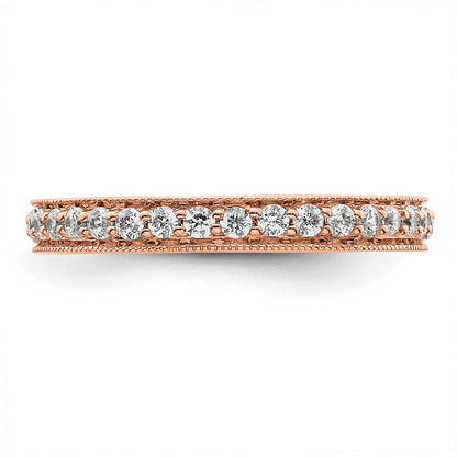 Solid Real 14k Rose Gold Polished Round 1/2 CT Vintage CZ Eternity Wedding Band Ring