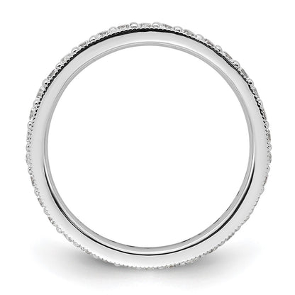 Solid Real 14k White Gold Polished Round 1/2 CT Vintage CZ Eternity Wedding Band Ring