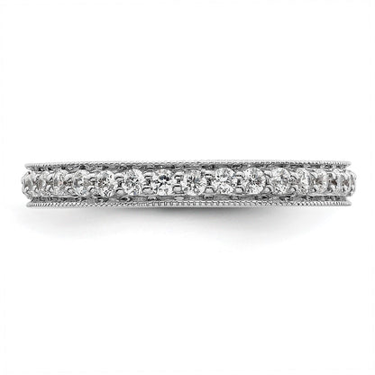 Solid Real 14k White Gold Polished Round 1/2 CT Vintage CZ Eternity Wedding Band Ring