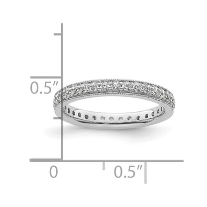 Solid Real 14k White Gold Polished Round 1/2 CT Vintage CZ Eternity Wedding Band Ring