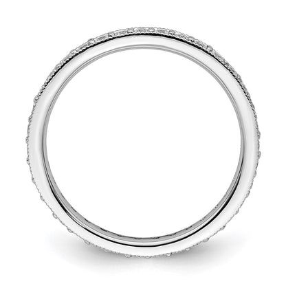 Solid Real 14k White Gold Polished Round 1/2 CT Vintage CZ Eternity Wedding Band Ring