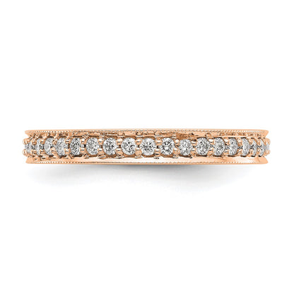 Solid Real 14k Rose Gold Polished Round 1/2 CT Vintage CZ Eternity Wedding Band Ring