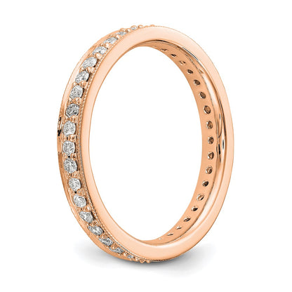 Solid Real 14k Rose Gold Polished Round 1/2 CT Vintage CZ Eternity Wedding Band Ring