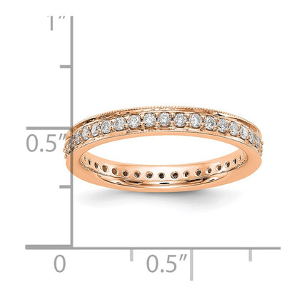 Solid Real 14k Rose Gold Polished Round 1/2 CT Vintage CZ Eternity Wedding Band Ring
