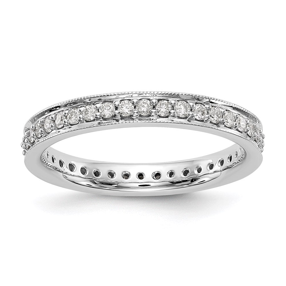 1/2 CT Natural Diamond Antique Vintage Style Diamond Eternity Band in 14k White Gold
