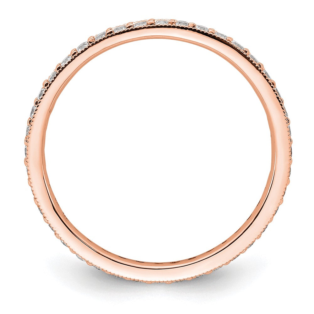 Solid Real 14k Rose Gold Polished Round 1/2 CT Vintage CZ Eternity Wedding Band Ring