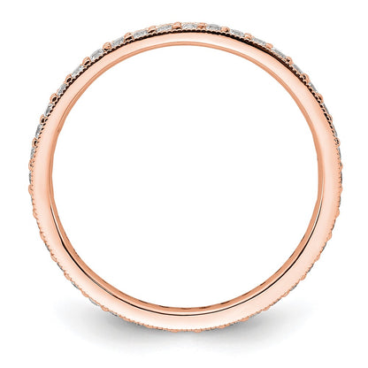 Solid Real 14k Rose Gold Polished Round 1/2 CT Vintage CZ Eternity Wedding Band Ring