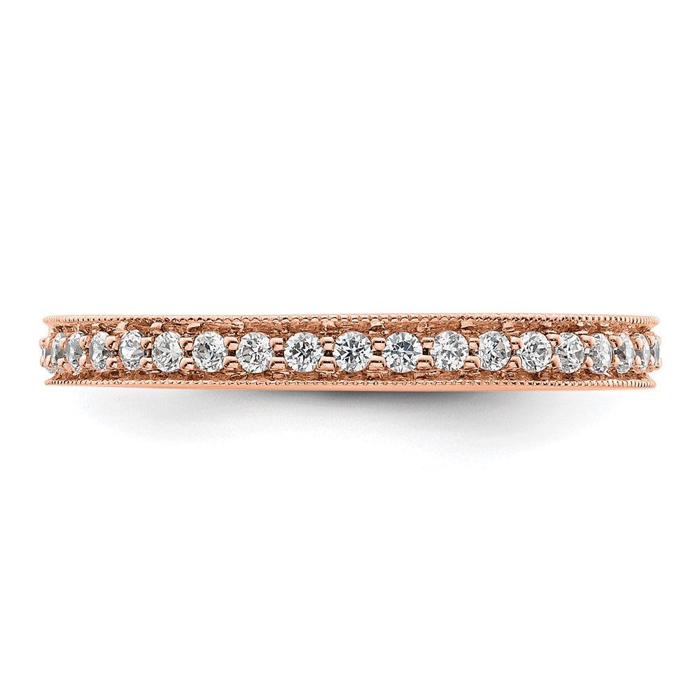 Solid Real 14k Rose Gold Polished Round 1/2 CT Vintage CZ Eternity Wedding Band Ring