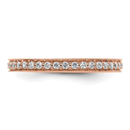 Solid Real 14k Rose Gold Polished Round 1/2 CT Vintage CZ Eternity Wedding Band Ring