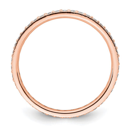Solid Real 14k Rose Gold Polished Round 1/2 CT Vintage CZ Eternity Wedding Band Ring