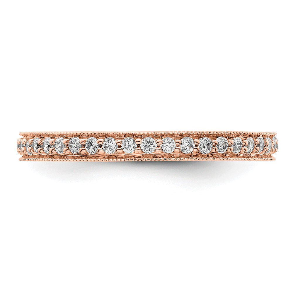Solid Real 14k Rose Gold Polished Round 1/2 CT Vintage CZ Eternity Wedding Band Ring