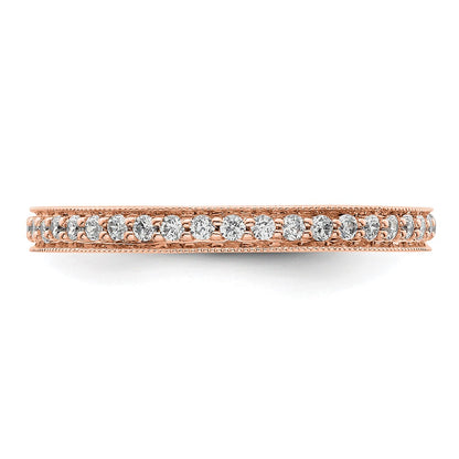Solid Real 14k Rose Gold Polished Round 1/2 CT Vintage CZ Eternity Wedding Band Ring