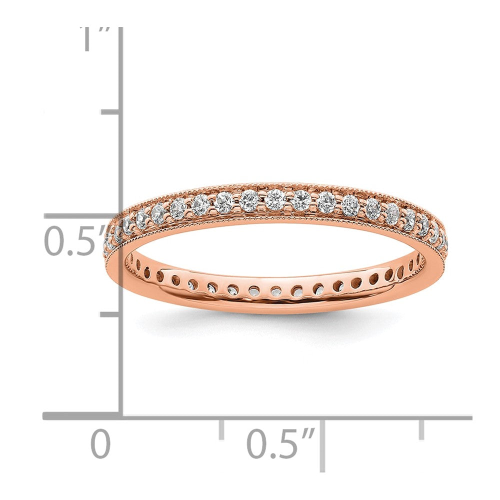 Solid Real 14k Rose Gold Polished Round 1/2 CT Vintage CZ Eternity Wedding Band Ring