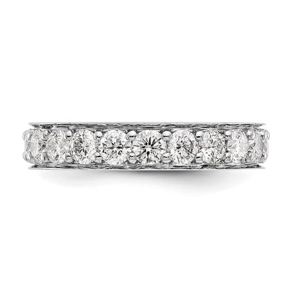 Solid Real 14k White Gold Polished Vintage 2ct CZ Eternity Wedding Band Ring