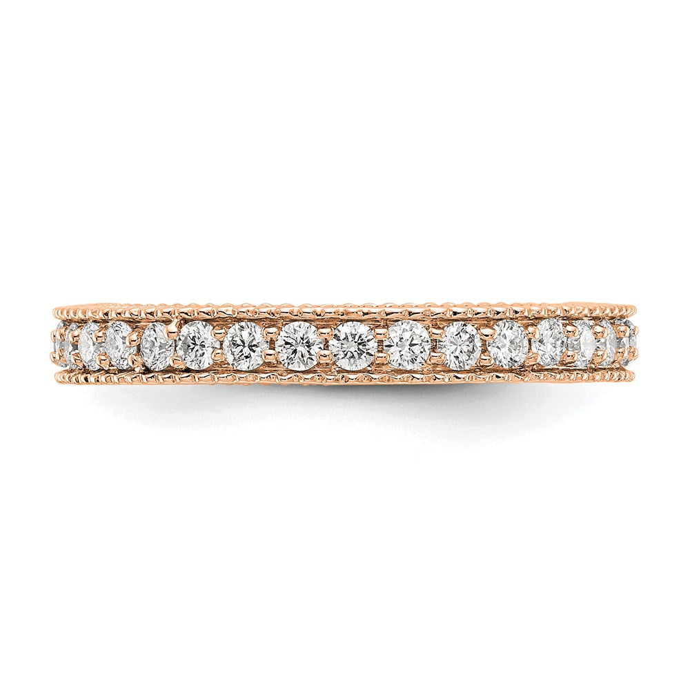 14k Rose Gold Polished 3/4CT Milgrain Edge Diamond Eternity Band