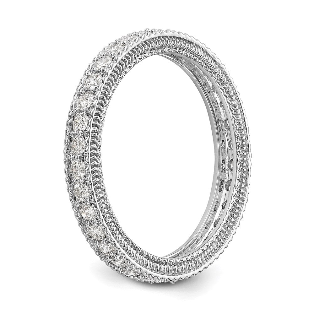 14k White Gold Polished 3/4CT Milgrain Edge Diamond Eternity Band