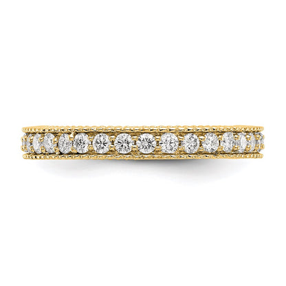14k Yellow Gold Polished 3/4 CT Milgrain Edge Diamond Eternity Band