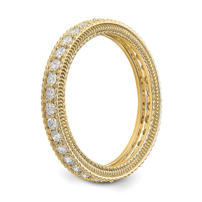 14k Yellow Gold Polished 3/4 CT Milgrain Edge Diamond Eternity Band
