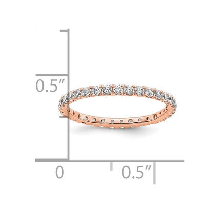 Solid Real 14k Rose Gold Polished U Shared Prong 1/2ct CZ Eternity Wedding Band Ring