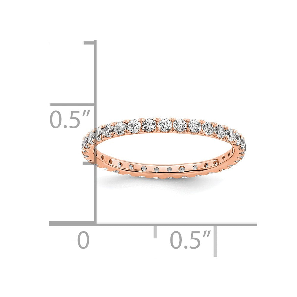 Solid Real 14k Rose Gold Polished UPRG 1/2ct CZ Eternity Wedding Band Ring