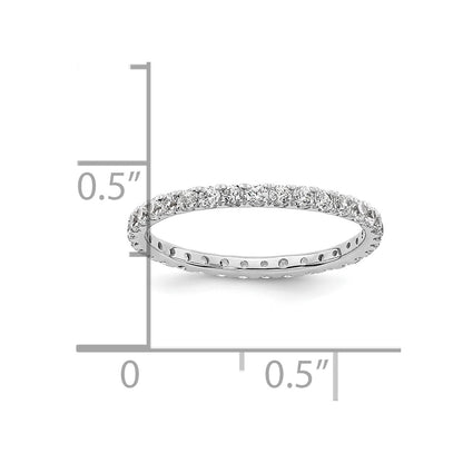 Solid Real 14k White Gold Polished U Shared Prong 1/2ct CZ Eternity Wedding Band Ring