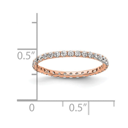 Solid Real 14k Rose Gold Polished U Shared Prong 1/2ct CZ Eternity Wedding Band Ring