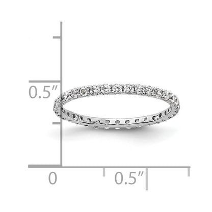 Solid Real 14k White Gold Polished U Shared Prong 1/2ct CZ Eternity Wedding Band Ring