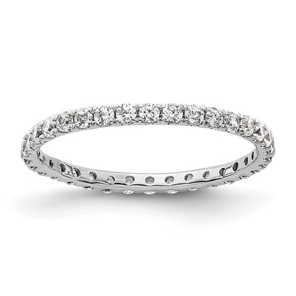 Solid Real 14k White Gold Polished U Shared Prong 1/2ct CZ Eternity Wedding Band Ring