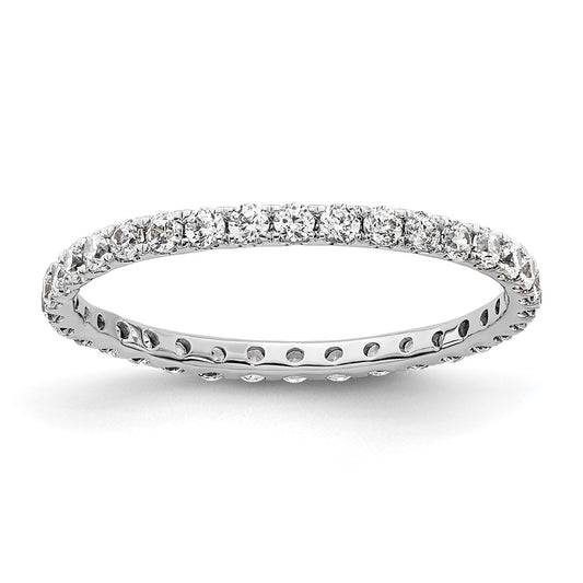 Solid Real 14k White Gold Polished U Shared Prong 1/2ct CZ Eternity Wedding Band Ring