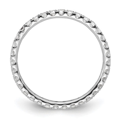 Solid Real 14k White Gold Polished U Shared Prong 1/2ct CZ Eternity Wedding Band Ring