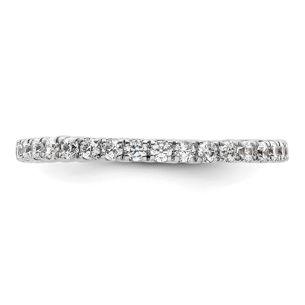 Solid Real 14k White Gold Polished U Shared Prong 1/2ct CZ Eternity Wedding Band Ring