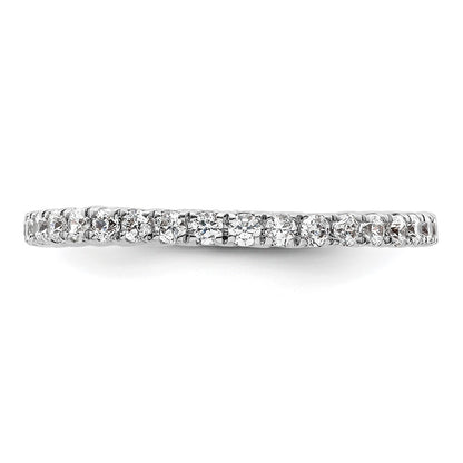 Solid Real 14k White Gold Polished U Shared Prong 1/2ct CZ Eternity Wedding Band Ring