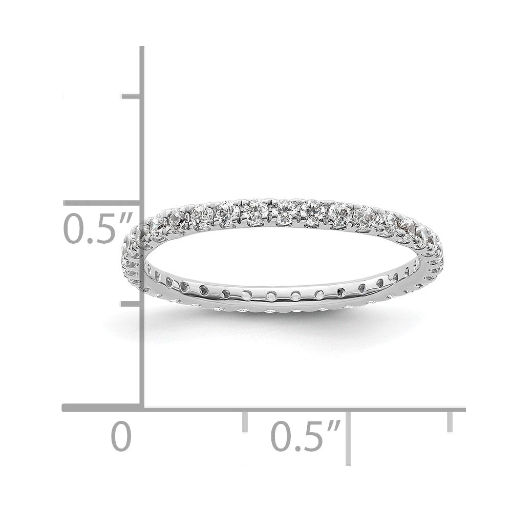 Solid Real 14k White Gold Polished U Shared Prong 1/2ct CZ Eternity Wedding Band Ring