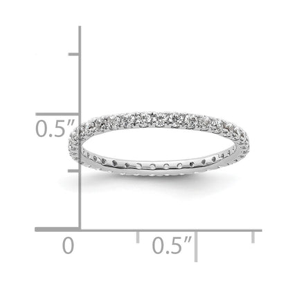 Solid Real 14k White Gold Polished U Shared Prong 1/2ct CZ Eternity Wedding Band Ring