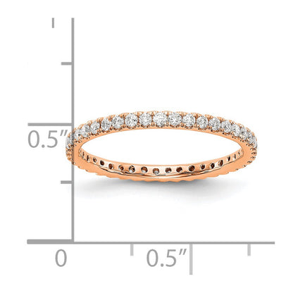 Solid Real 14k Rose Gold Polished U Shared Prong 1/2ct CZ Eternity Wedding Band Ring