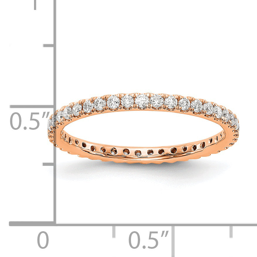 14k Rose Gold 1/2 Ct. Lab Grown Diamond VS/SI+ G+ Shared Prong Eternity Band Ring